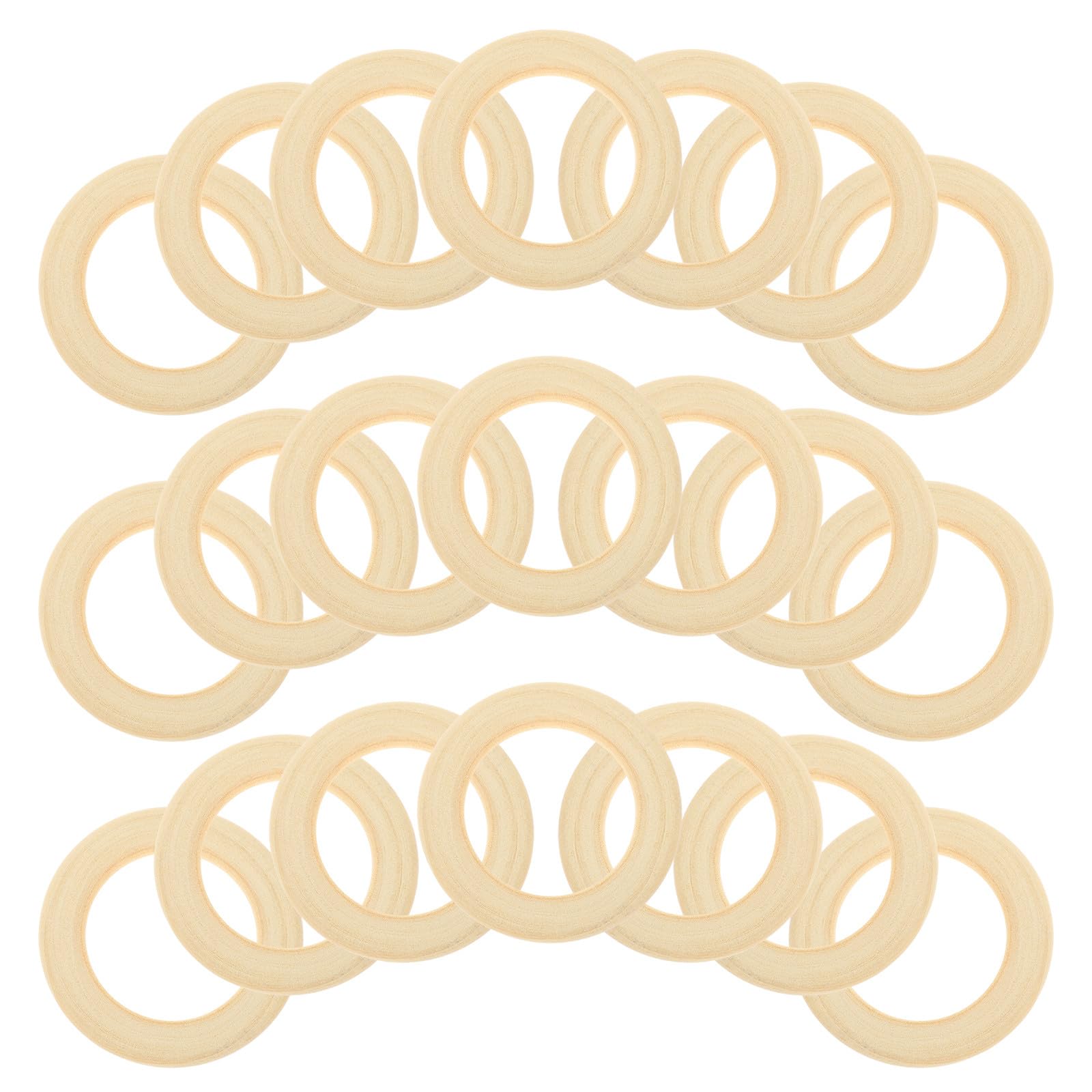 Anillos de madera natural para manualidades DIY en pack de 30 unidades redondas y resistentes
