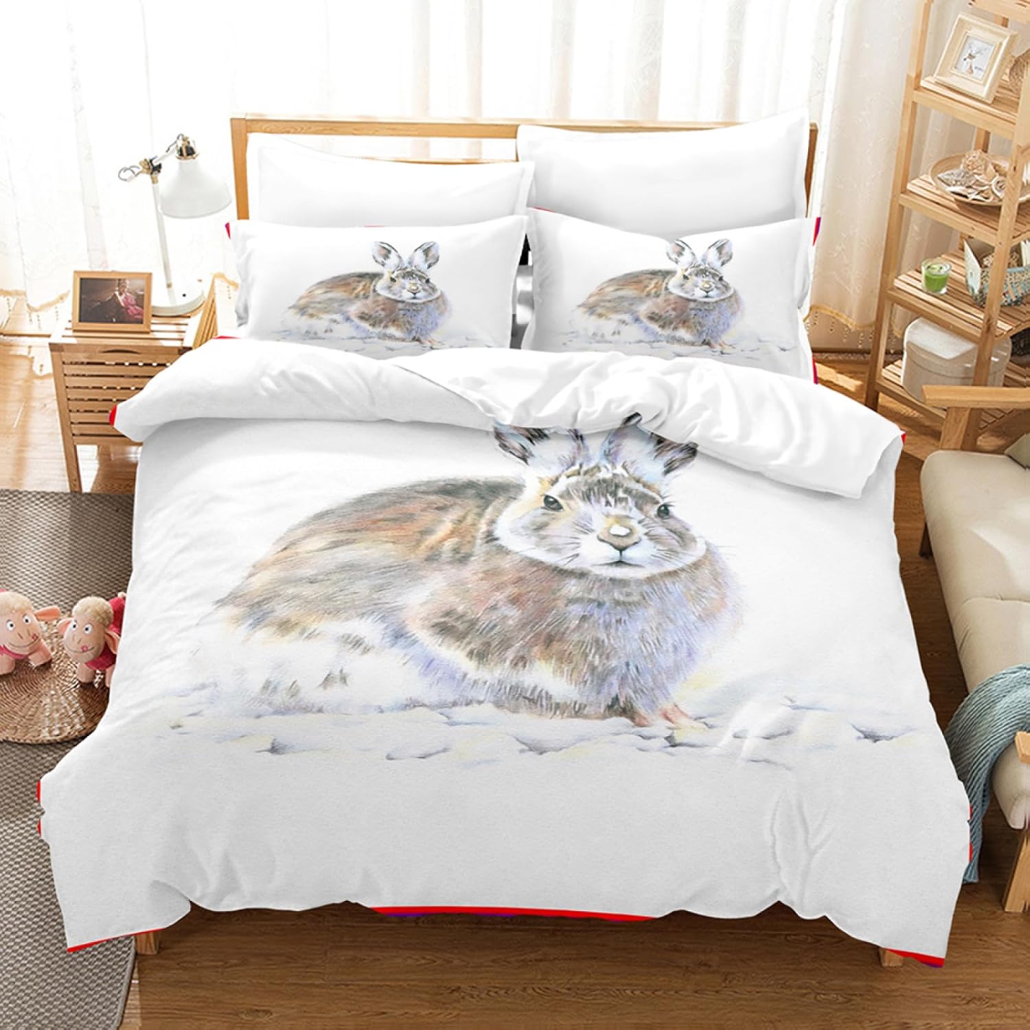 Rabbit Single Duvet Cover 140 x 200 cm 3 Piece Bedding Set with
