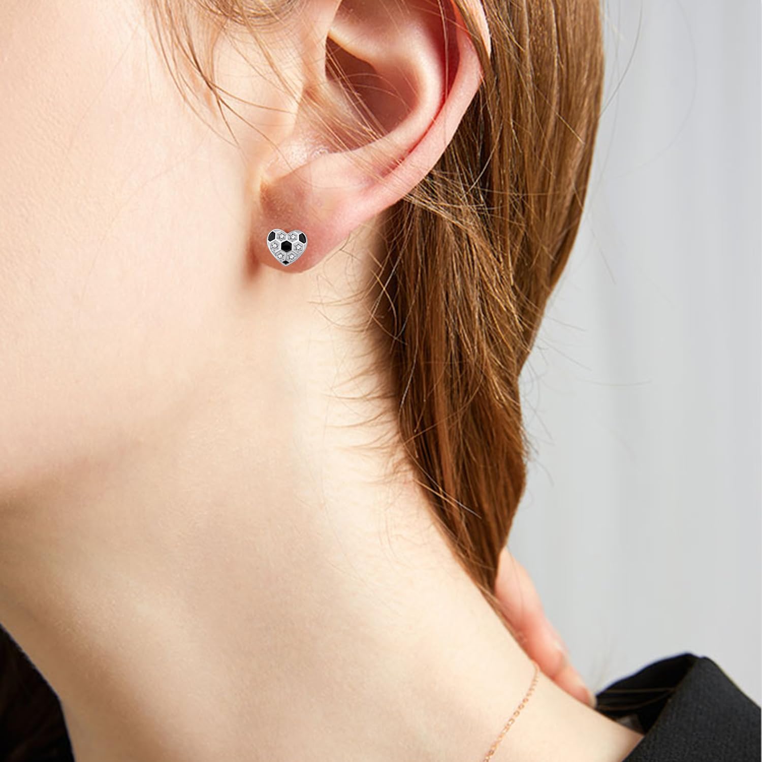 Orecchini da calcio in argento Sterling 925 da donna, gioielli sportivi, regalo per donne