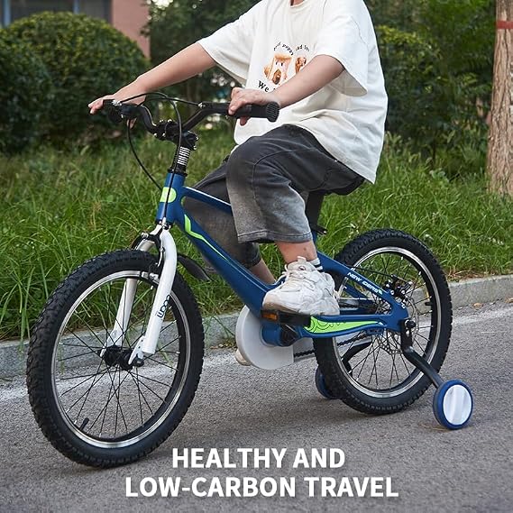 BSTSEL Children's Bicycle 14 16 18 Blue & Pink Kids Bike Boys&Girls Children Bicycle With Silent Stabilizers And Double Brakes Ages 2-9 Years Old Children Bike Gift