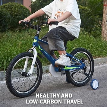 BSTSEL Children's Bicycle 14 16 18 Blue & Pink Kids Bike Boys&Girls Children Bicycle With Silent Stabilizers And Double Brakes Ages 2-9 Years Old Children Bike Gift