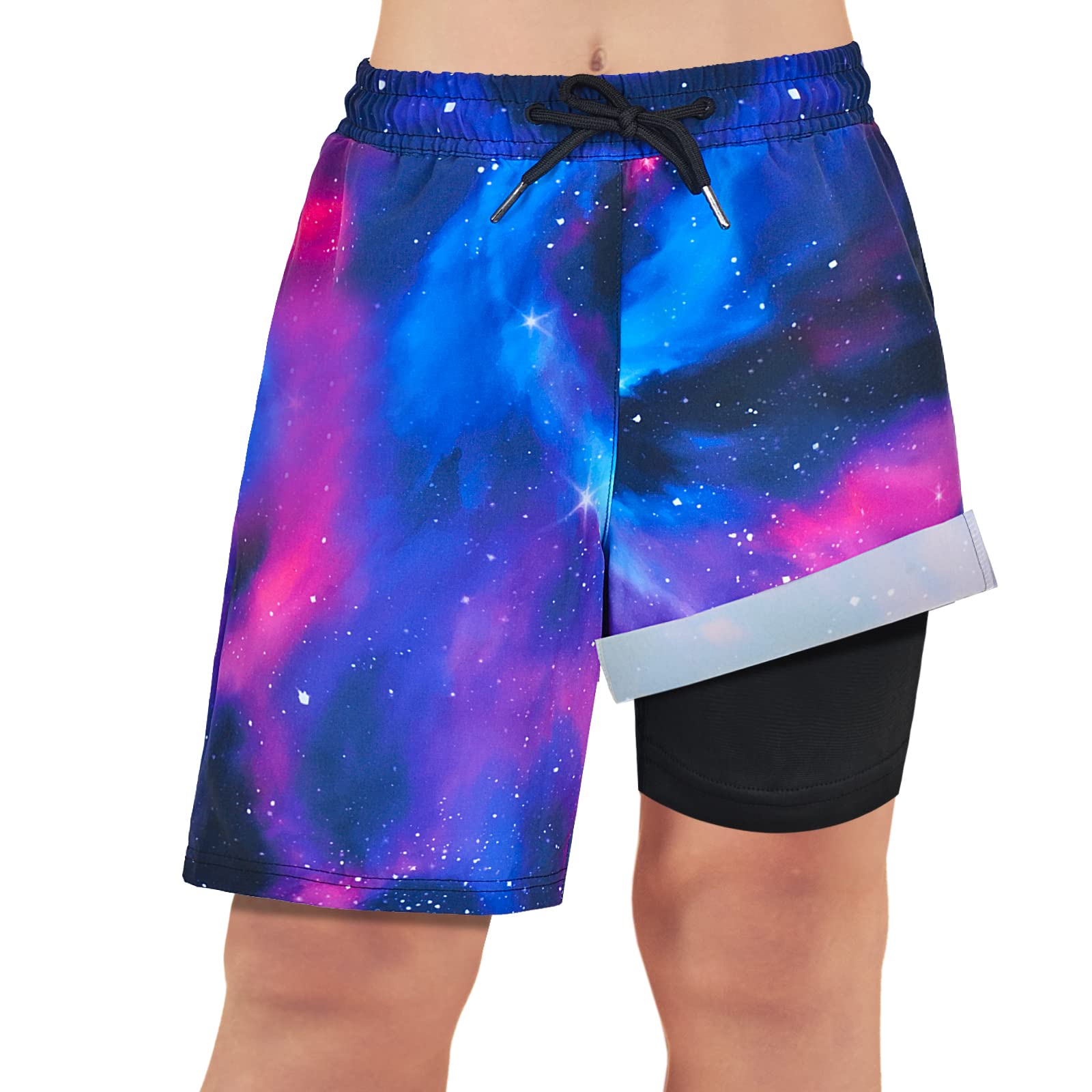 MaciRept Boys Swim Trunks Bathing Suit Youth Teen Boys Swimming Trunks with Compression Liner Kids Swimsuit Board Shorts 7-16