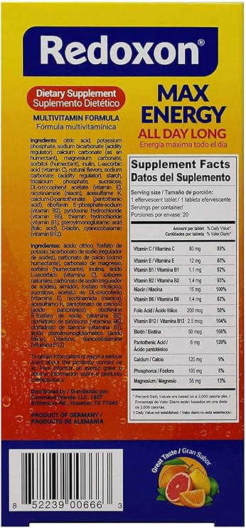 Redoxon Max Energy Citrus Effervescent Tablets حزمة دعم المناعة فيتامين C Zinc Effervescent Orange Immune Tablets