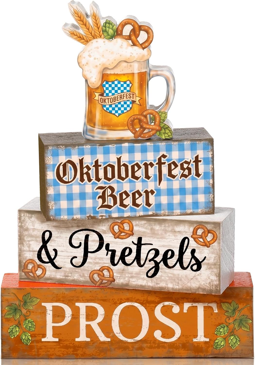 Colingmill 4 Pcs Oktoberfest Table Decorations Wooden Beer Sign