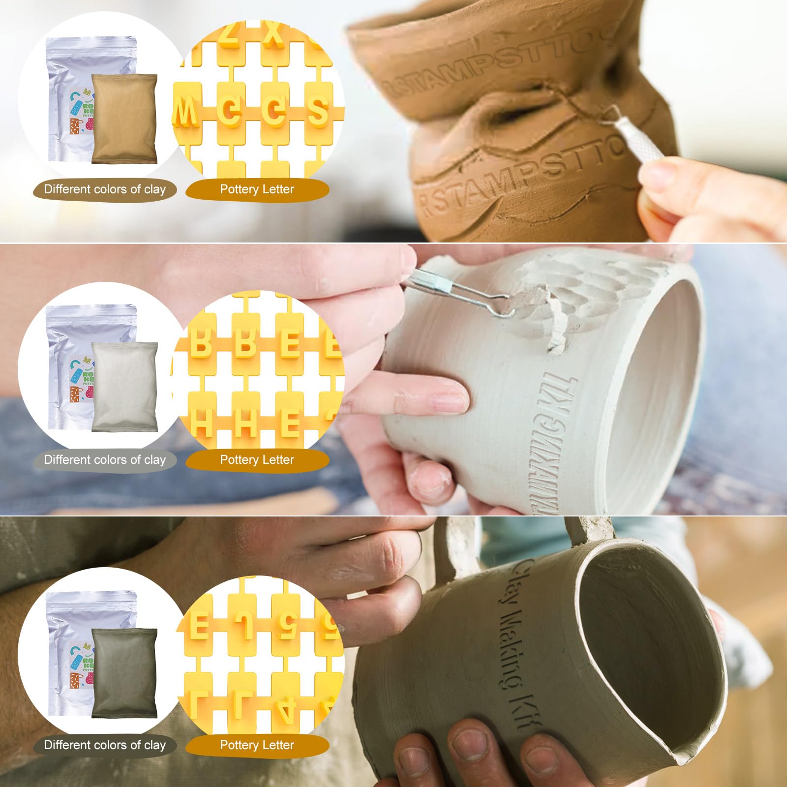Roaxkois set fai da te adulti | Set creativo per adulti e bambini | Contiene set di strumenti per scolpire, istruzioni, argilla secca e colori | Set per l'artigianato adulti