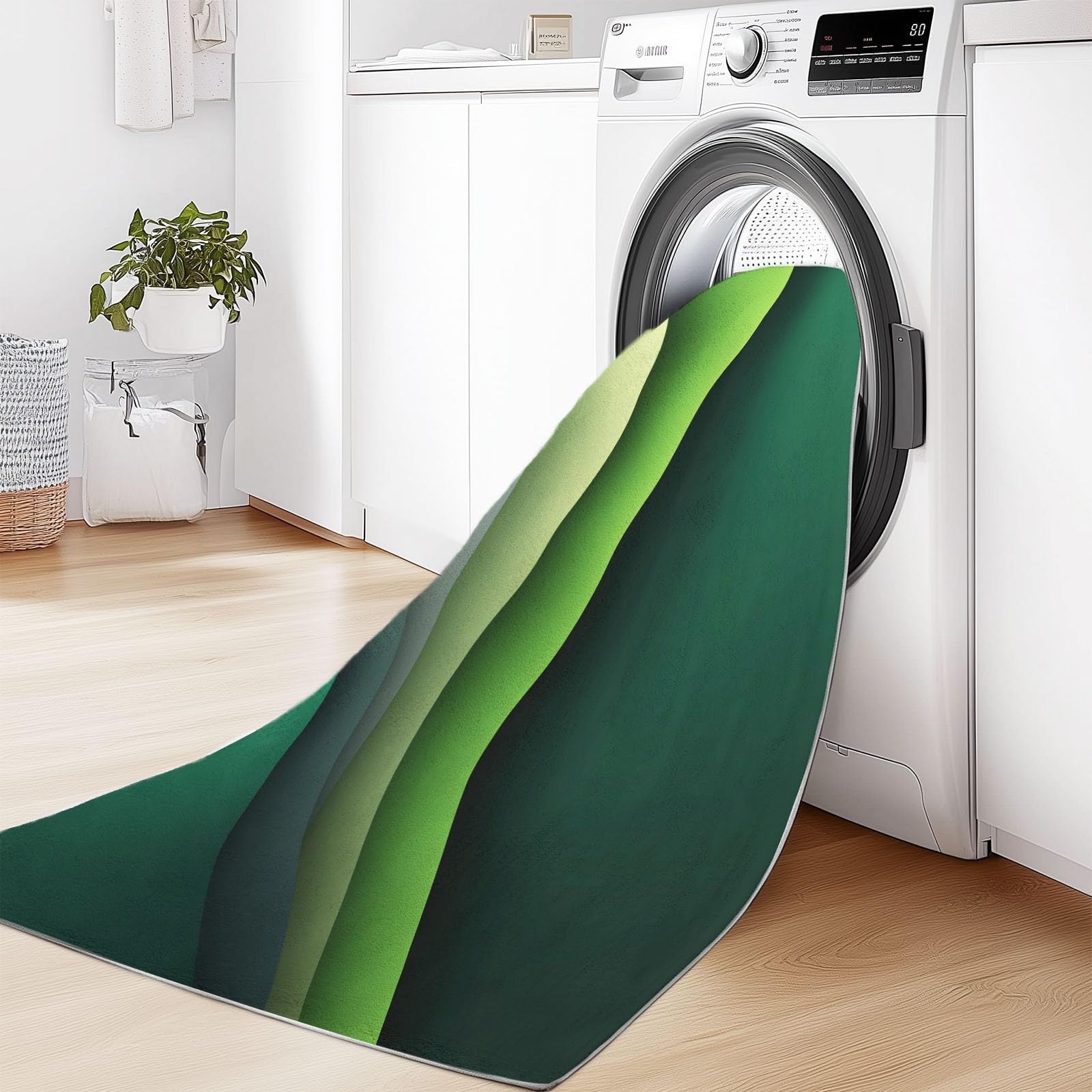 Generisch Weicher Graugrüne Wellen Abstrakt Kurzflor Teppich 120 x 170 cm, Waschbarer Rutschfester Teppiche - Kuschelig Minimalismus Bedruckter Dekoläufer Teppich für Schlafzimmer Bettvorleger Flur