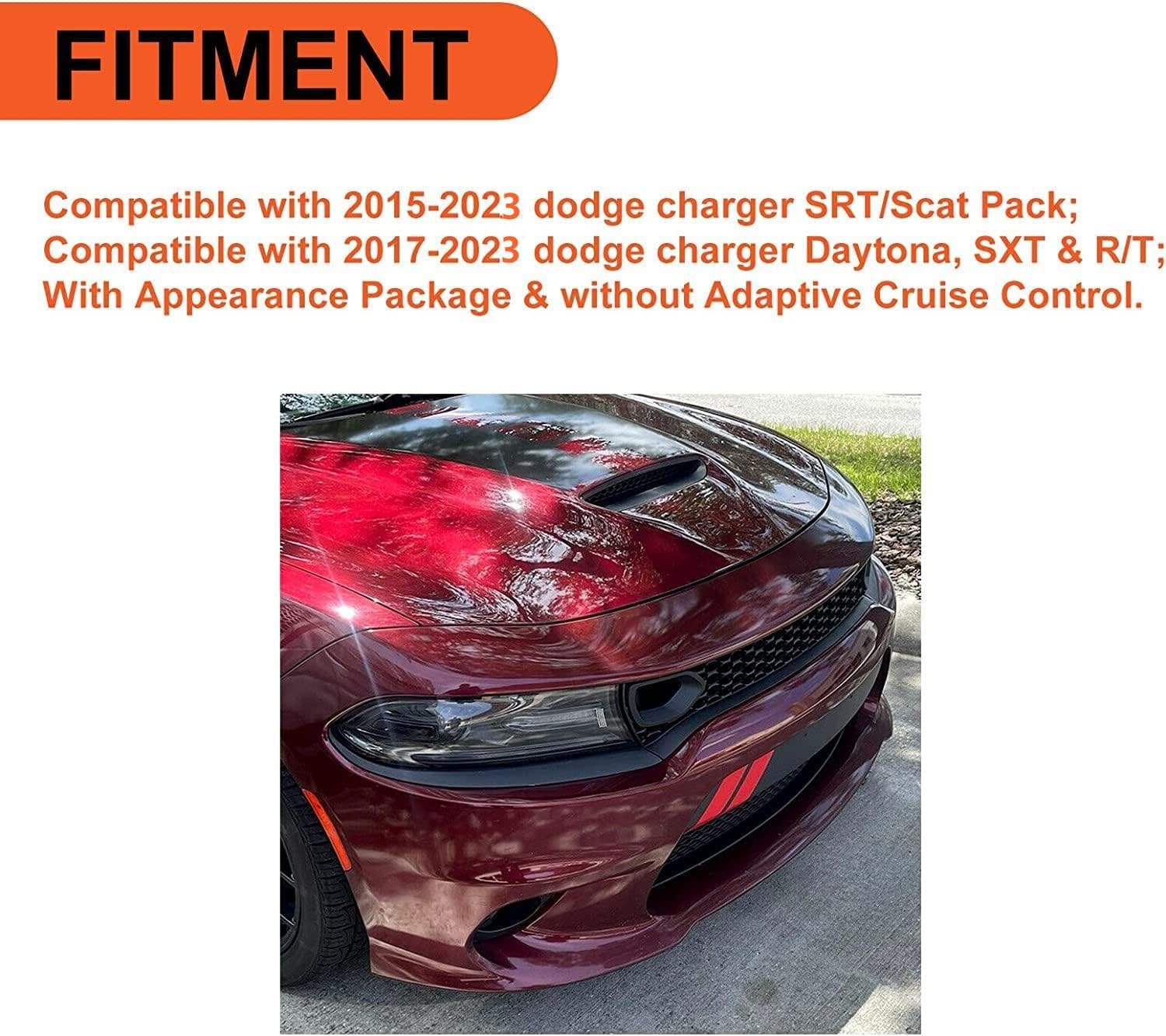 ECOTRIC Front Upper Grille Assembly Compatible With 2015-2023 Dodge Charger SRT SXT Pursuit R/T SE GT Scat Pack Daytona Replacement for 68417502AA Mesh Grill W/ 2 Side Bezels