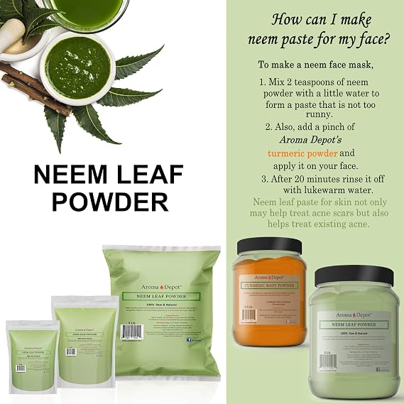 1 lb / 16 oz Neem Leaf Powder No Preservatives 100% All Pure & Natural Vegan, Non-GMO & Gluten Free, Great for Improving Immunity, Skin, Hair & Digestive Functions Azadirachta Indica