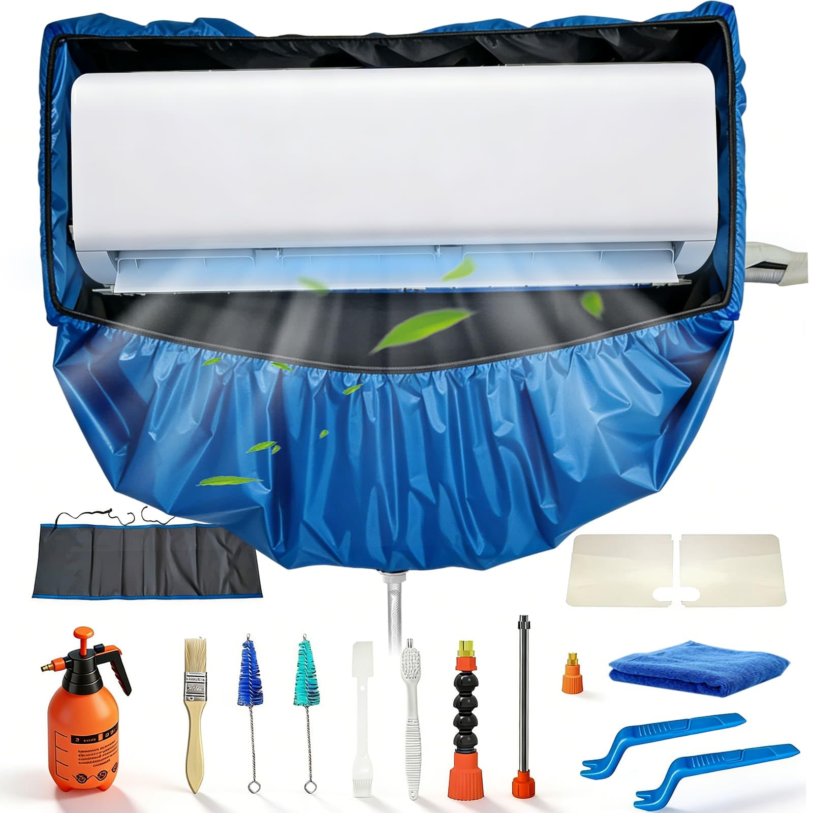 kit limpieza aire acondicionado, kit de limpieza para aire acondicionado con bolsa y laterales reforzados (Azul oscuro, Tipo Z)