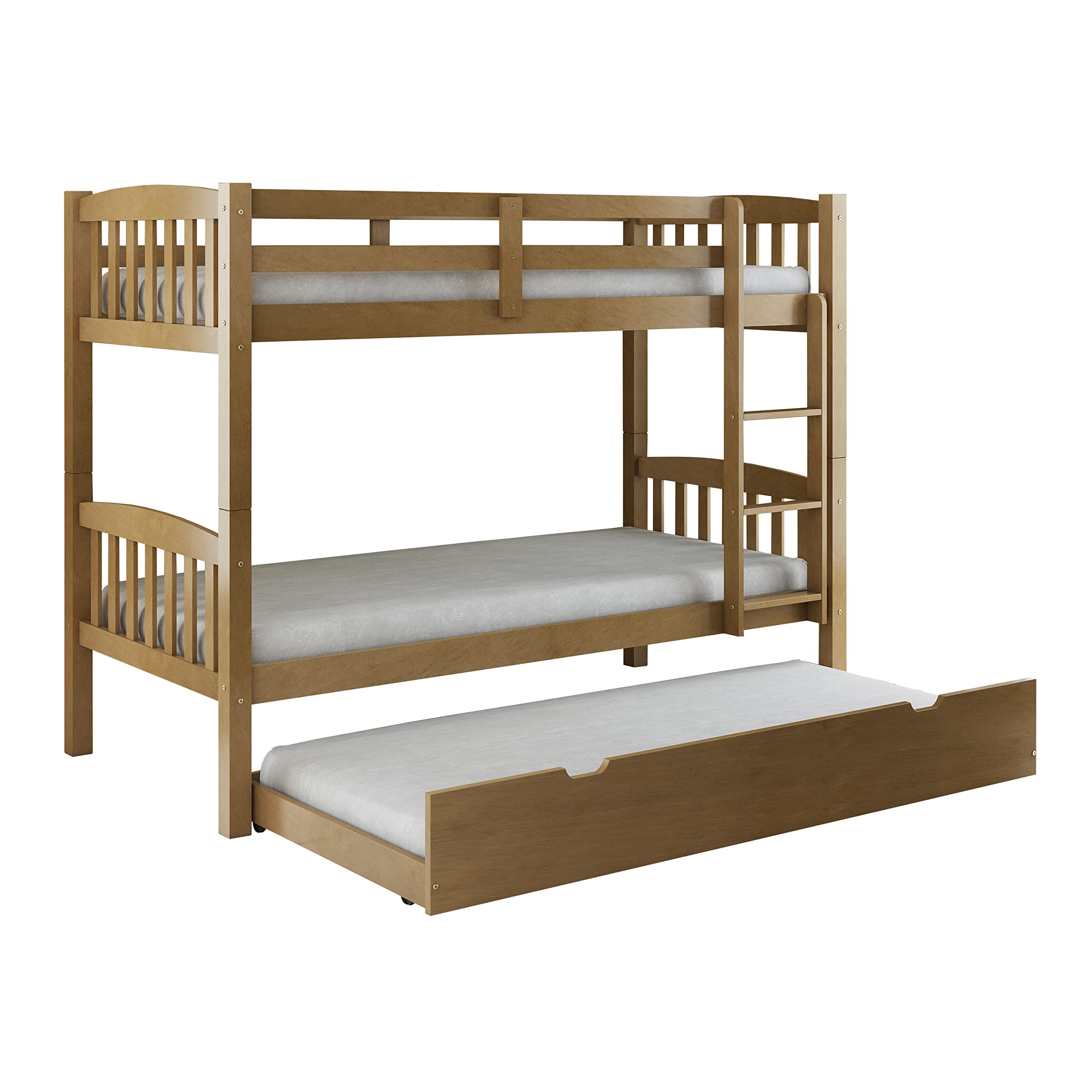Arredo Stock Letto a castello con terzo letto estraibile in legno di pino massello, 90x190x156 cm (Legno)