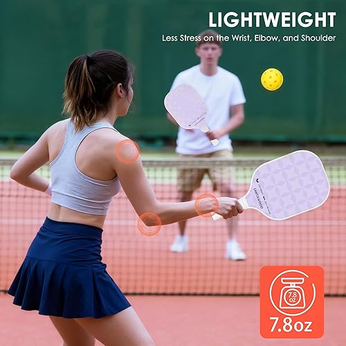 Miniatura 3 de Juego de 2 palas de pickleball de fibra de vidrio, 2 raquetas de pickleball, 4 bolas, 2 agarres y 1 bolsa de transporte portátil, paquete de 2