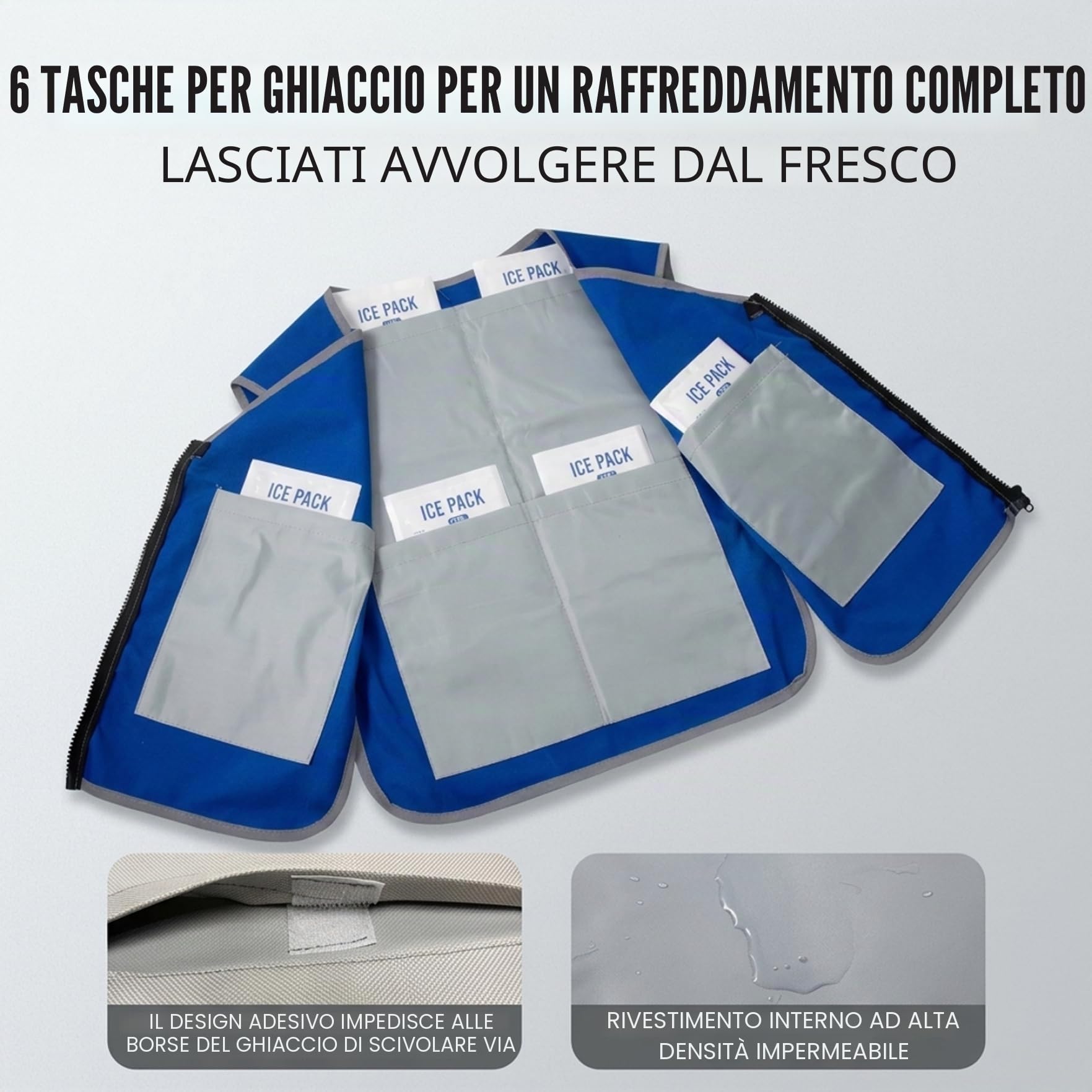 Gilet di ghiaccio leggero con 20 impacchi di ghiaccio – Gilet rinfrescante con fodera impermeabile ad alta densità per un comfort di raffreddamento tutto il giorno per lavori all'aperto