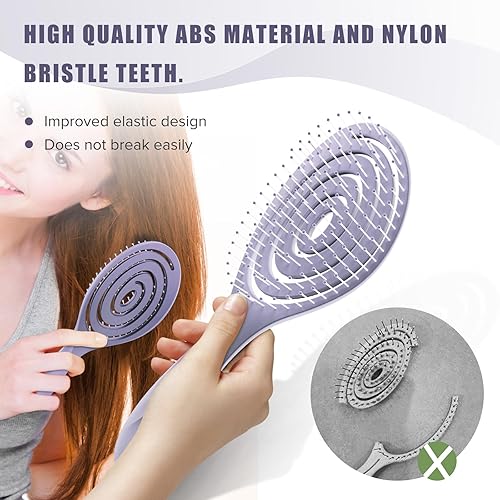 Miniatura 4 de Cepillo Desenredante, Cepillo Espiral para Cabello Húmedo y Seco para Mujeres, Hombres, Niños, Desenredante con Ventilación para Secado al Soplo