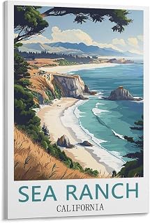 Sea Ranch California Travel Poster Print Canvas Wall Art for Bedroom Living Room HD Print Posters 24x36inch(60x90cm)