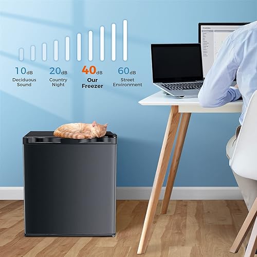 Miniatura 2 de Kismile Congelador pequeño, mini congelador independiente con puerta reversible, estante extraíble y control de temperatura ajustable, congelador