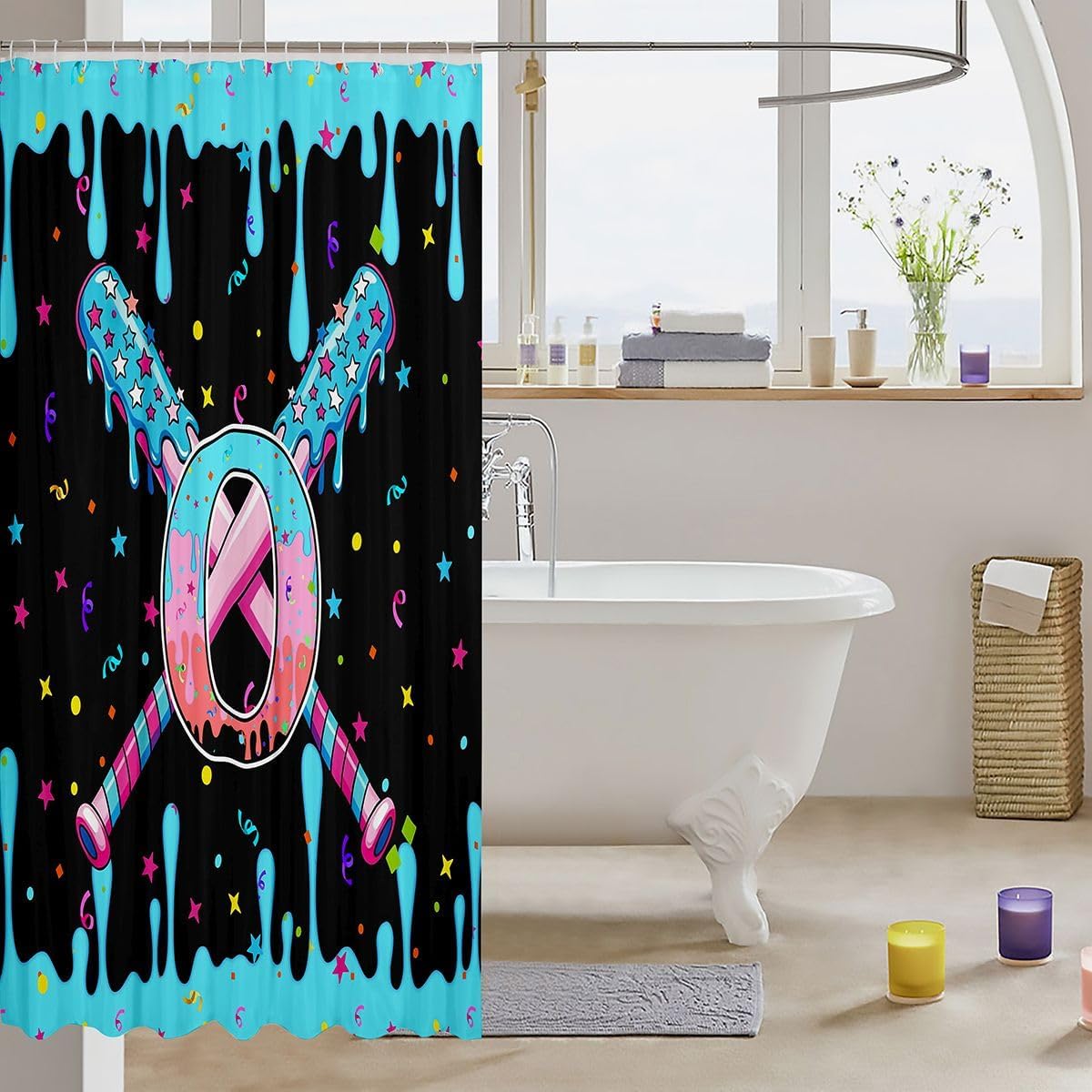 72"x72" Baseball Bathroom Accessories Boys Girls Baseball Gaming Bath Curtain For Kids Women Men Ultra Personalized Initial Letter O Shower Curtain for Bathroom Decor Sports Theme Room Decor Polyester image 3