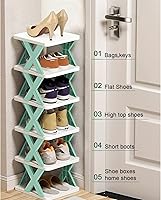 Vista 6 de LÜZHONG 6 Tiers Narrow Corner Shoe Rack, Vertical Shoe Tower, Space Saving DIY Free Standing Shoes Storage Organizer for Small Entryway, Closet