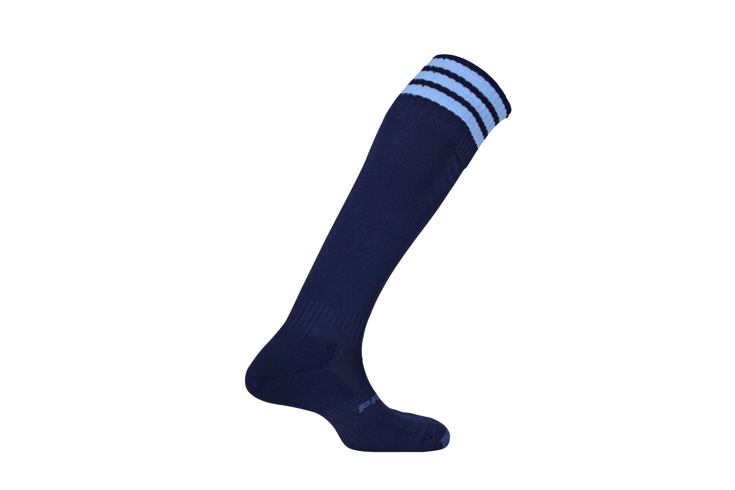 Mitre Junior Mercury 3 Stripe Football Socks, Navy/Sky, Junior (3 UK - 6 UK)
