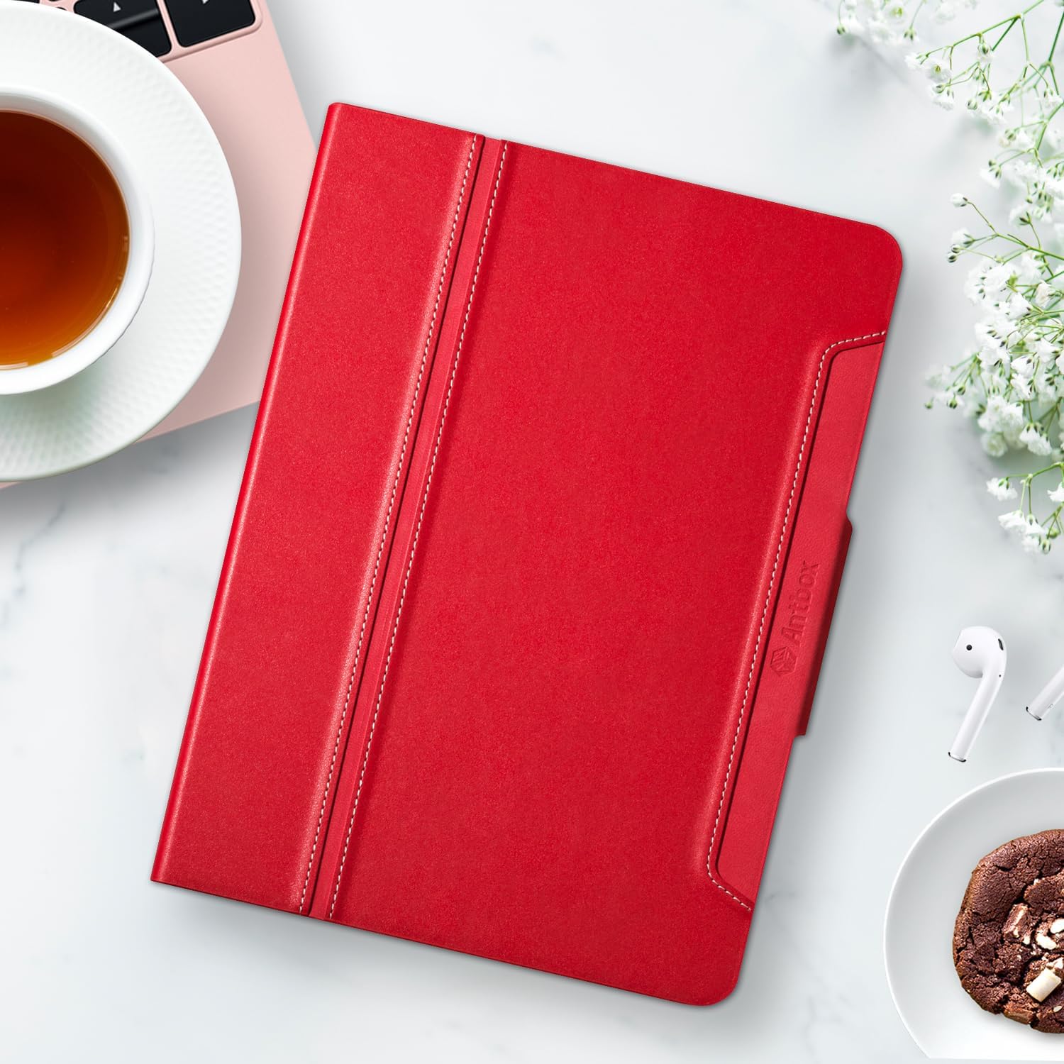 Antbox for iPad Pro 11 Inch Case M5 2025/M4 2024 Vegan Leather, Red image 2