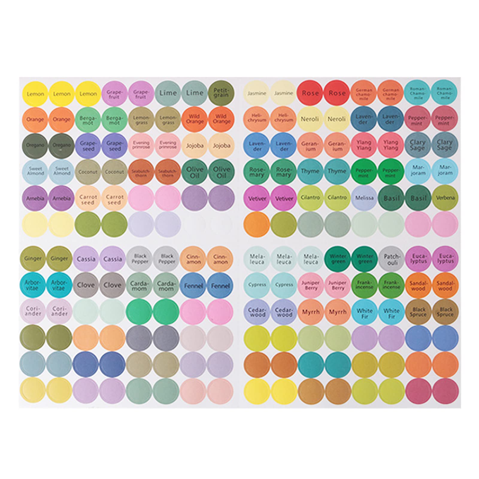 192pcs/Sheet Practical Colorful Paper Stickers Labels For Glass Essential Oil Bottles Lid Labels Round Circles Sticker