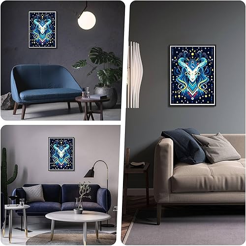 Miniatura 8 de MOYFACE Kits de arte de diamantes para adultos, kits de pintura de diamantes del zodiaco Capricornio, artes y manualidades para decoración del