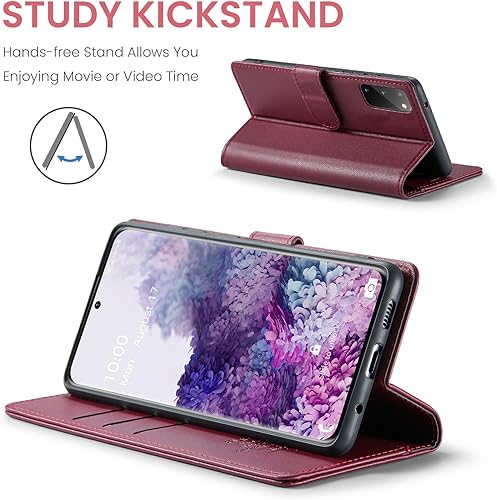 Miniatura 9 de Funda tipo cartera para Samsung Galaxy S20 de 6.2 pulgadas (sin S20+S20 Utra) con bloqueo RFID, tarjetero de piel sintética con función atril y