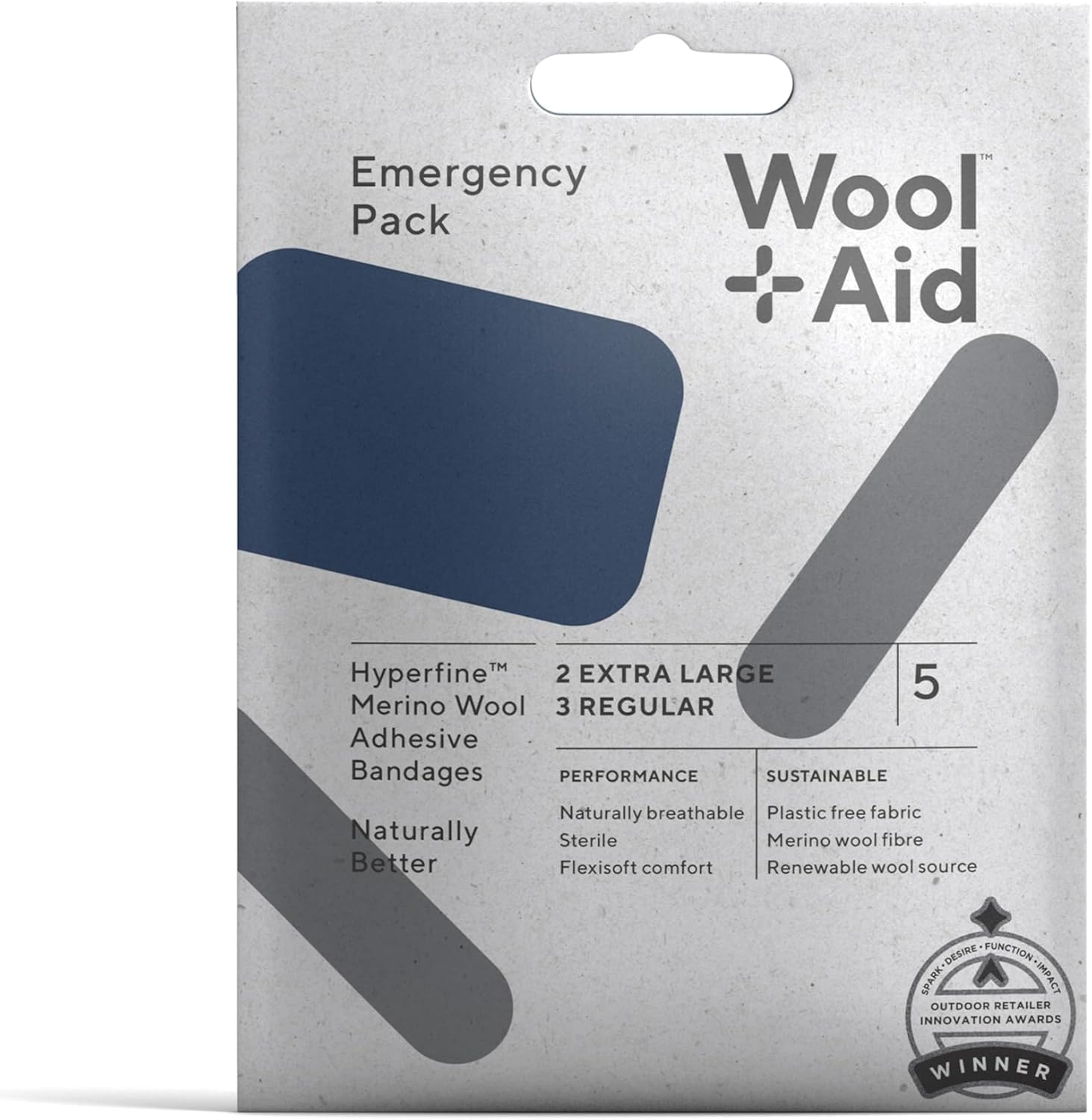 WoolAid Hyperfine Merino Wool Adhesive Bandages, for Sensitive Skin- The Outdoor Multipack for Natural Wound Care and Recovery, Assorted Sizes, 15 Count