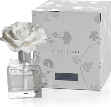 Zodax Seychelles Porcelain Scented Diffuser Square Bottle 3.5" x 3.5" x 6" Gardinia