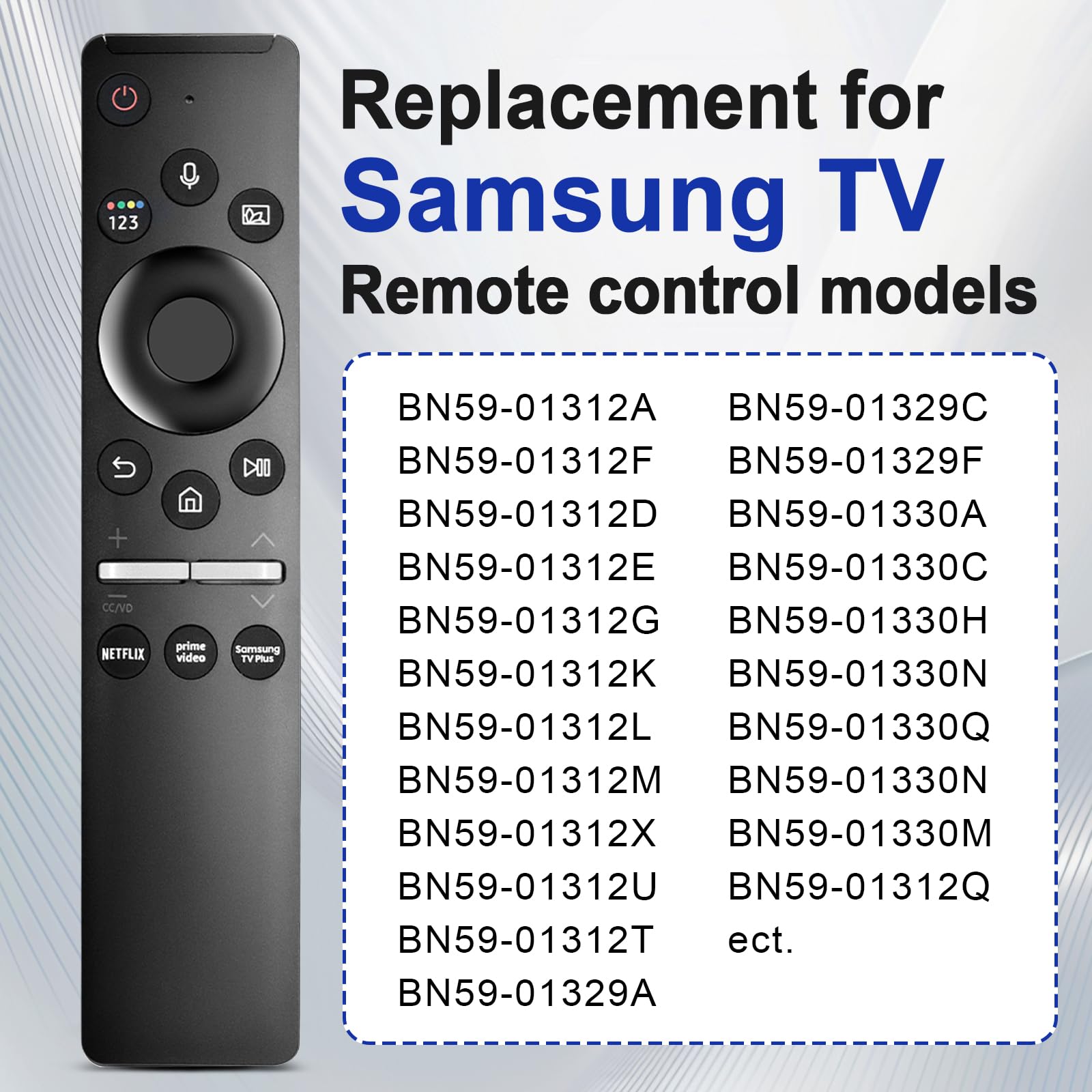 Telecomando vocale per Smart TV Samsung, telecomando universale compatibile con tutte le TV Samsung LED QLED UHD SUHD HDR LCD Frame curvo solare HDTV 4K 8K 3D Q60 Q70 Q80 cornice curva di ricambio