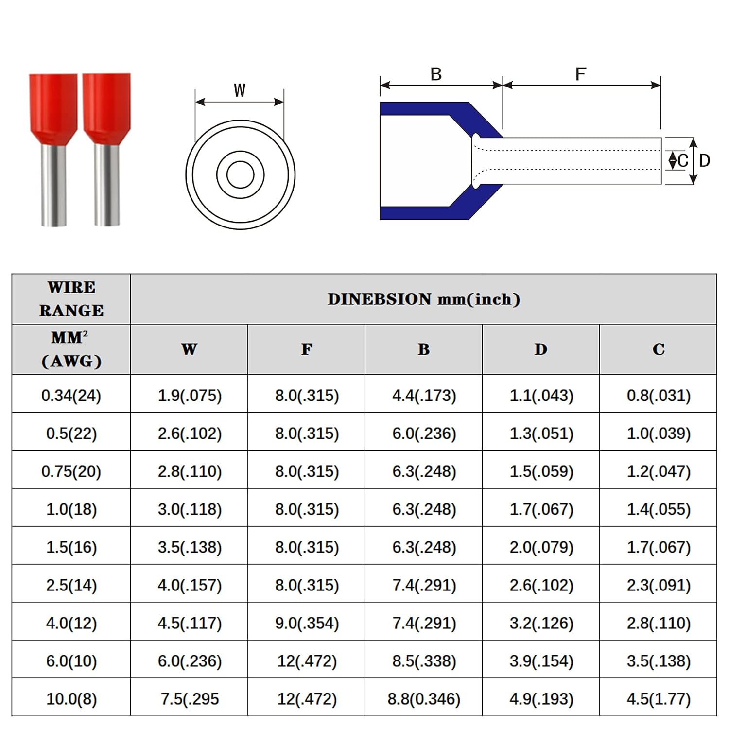 XHF 1000 PCS AWG 16/1.5mm² Wire Ferrules Insulated Copper Crimp Connectors, Crimp Pin Cord End Terminals Black