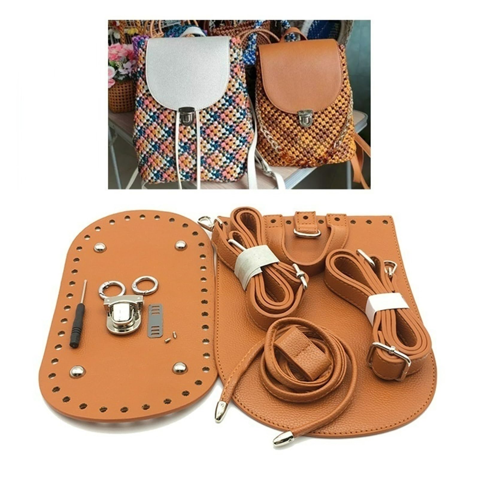 DIY lederen tas maken kit 1 set handgemaakte handtas schouderriem geweven tas set lederen tas bodems met hardware accessoires voor doe-het-zelf tas rugzak (kleur: 1 DIY lederen tas maken kit 1 set handgemaakte handtas schouderriem geweven tas set lederen tas bodems met hardware accessoires voor doe-het-zelf tas rugzak (kleur: 1