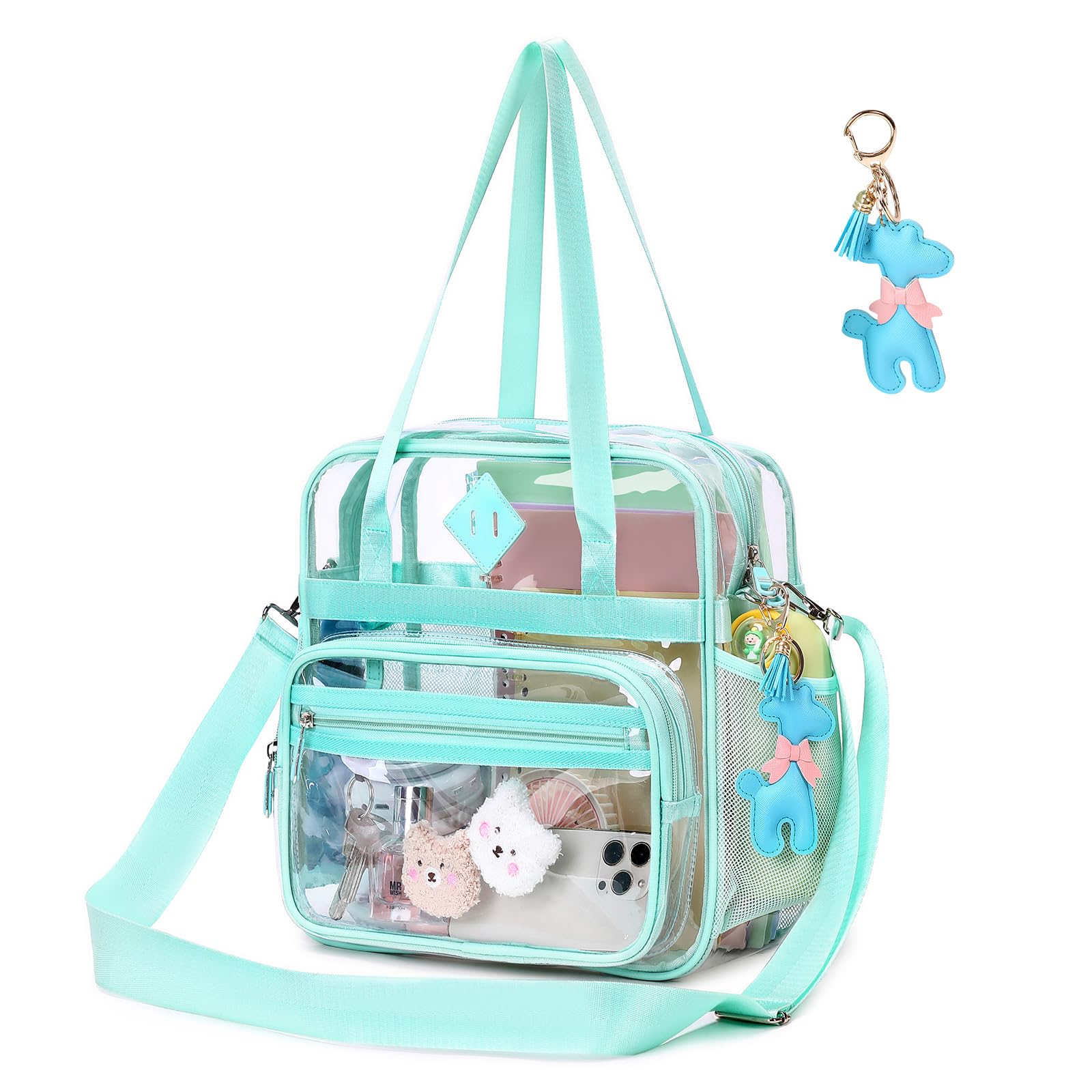 PIG PIG GIRL Transparente Tragetasche – 30,5 x 15,2 x 30,5 cm, durchsichtige Stadion-Event-Tasche für Damen