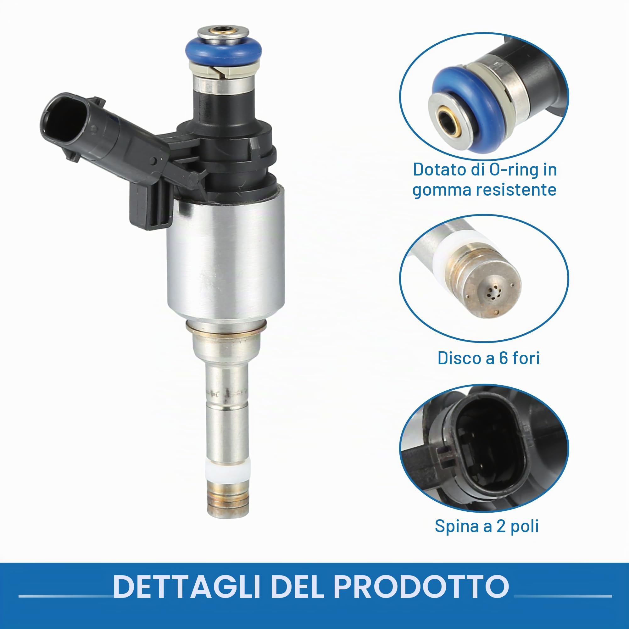 A ABSOPRO Iniettore Di Carburante Per VW GTI 2.0L Hatchback 08-13 4 Pezzi | Nero, Metallo, Plastica, 88x20mm, DC12V, 6 Fori, O-Ring Inclusi, OE 06H906036G, Per Audi A3, Q5, TT, Per VW Beetle, Tiguan
