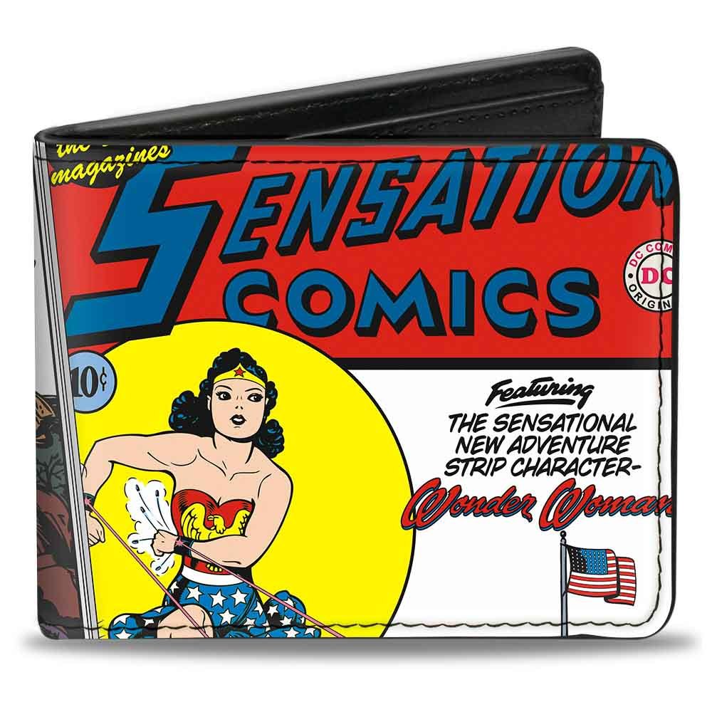 Buckle-DownBifold Wallet Wonder Woman, Multicolor, 4.0" x 3.5", Multicolor, 4.0" x 3.5", Buckle-down Pu Bifold Wallet - Classic Wonder Woman Sensation Comics #1 Cover Pose