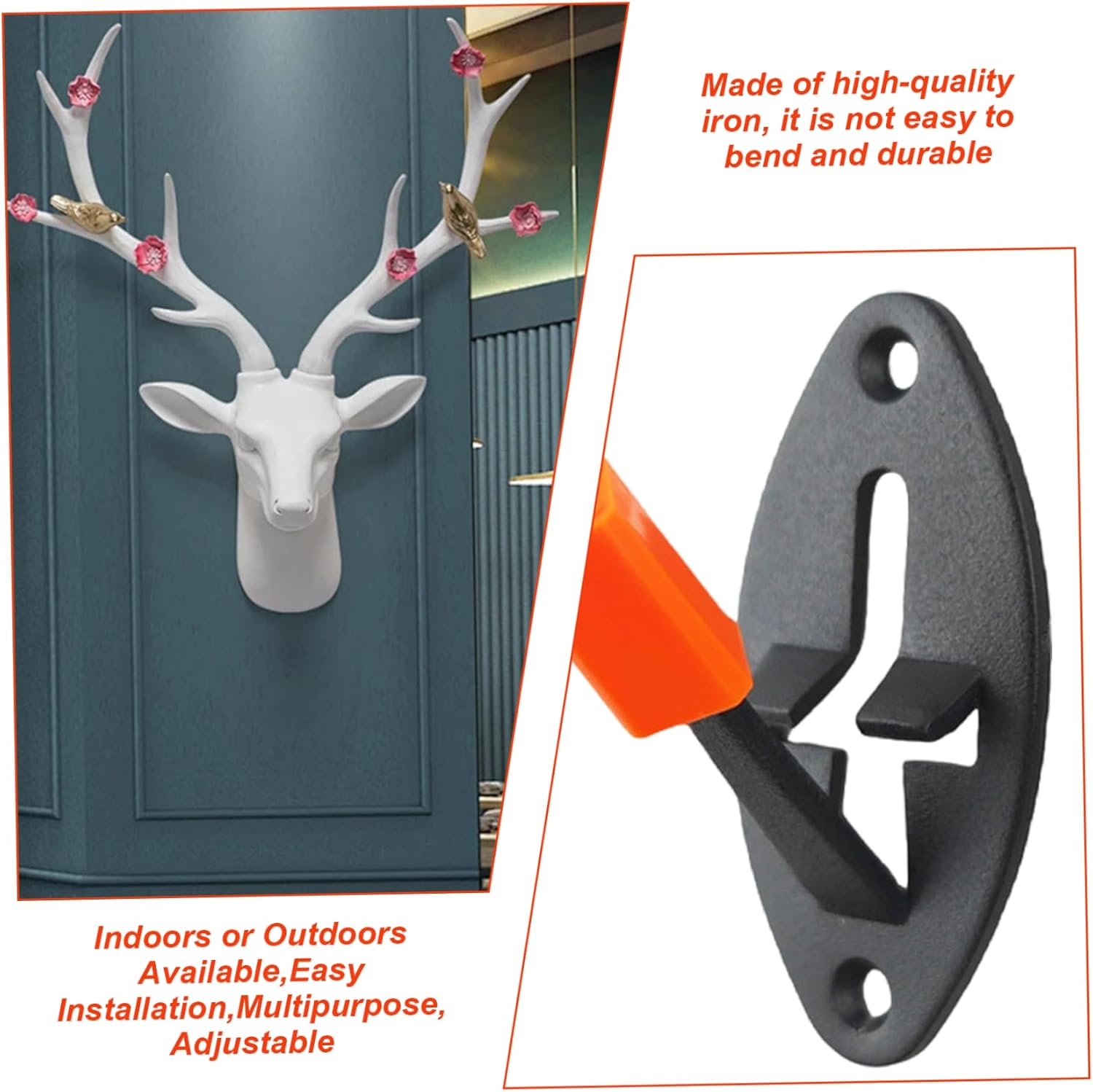 10Pcs European Mount Skull Hangers Adjustable Iron Deer Skull Mount Hold up to 30kg for Indoor Outdoor Decor