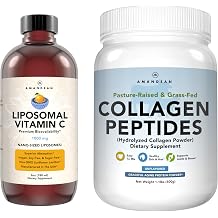 AMANDEAN Premium Liposomal Vitamin C & Bovine Collagen Peptides Bundle. Powerful Antioxidant. Liquid Quali-C. Grass-Fed Collagen. Hydrolyzed Type 1 & 3. Immune Support. Healthy Skin, Hair & Nails