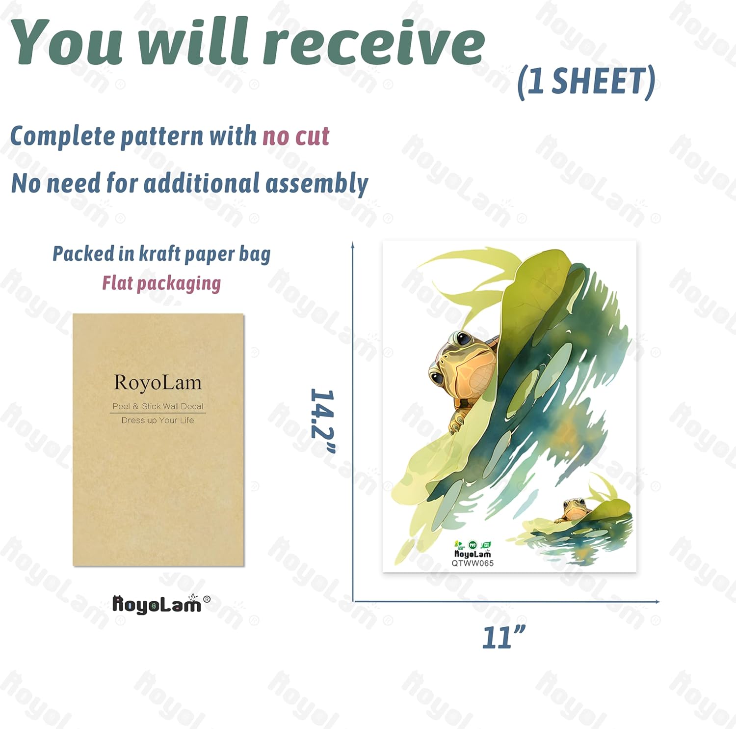 Baby Turtle On A Louts Leaf Wall Decals Removable Animal Vinyl Stickers for Nursery Kids Bedroom and Playroom Decor Peel and Stick Wall Art - Image 4