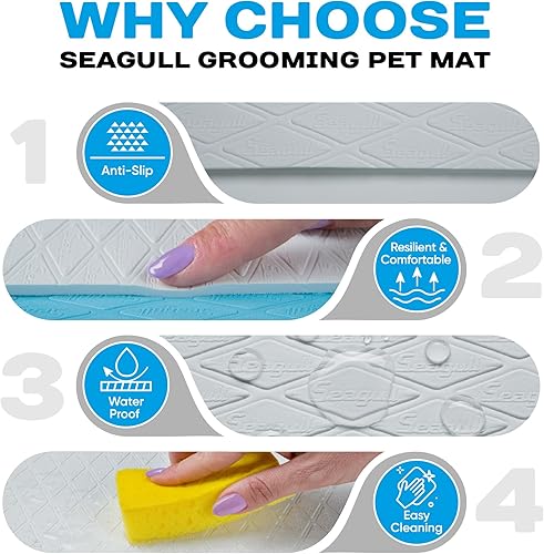 Miniatura 35 de Seagull Cómodo tapete de aseo para mascotas, tapete de aseo para mascotas, tapete de aseo para perros en casa, tapete de aseo para perros, tapete
