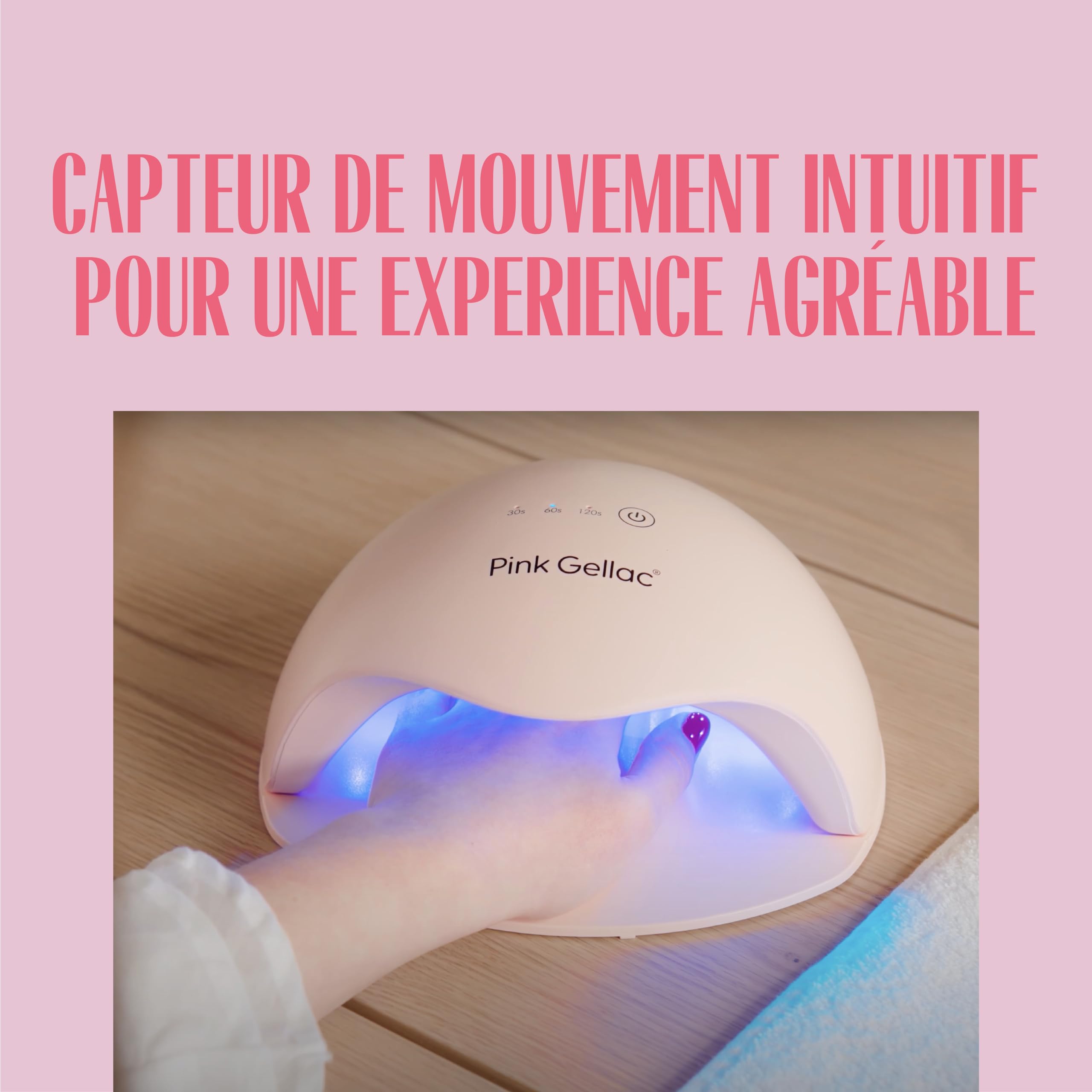 Pink Gellac Lampe UV Ongles Gel Premium Blanc - Lampe LED Ongle avec Minuterie Automatique et Fond Amovible - Machine UV LED pour Ongles avec Intervalles de Temps - pour Qualité Salon