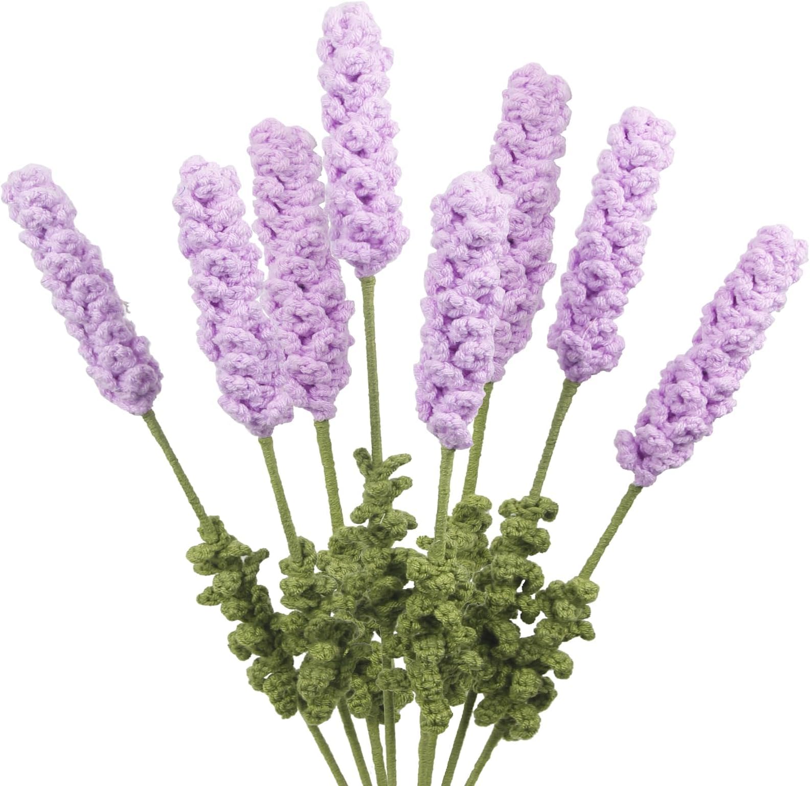 8 Pcs Lavender Crochet Flowers Bulk Handmade Crocheted Floral Embellishments for DIY Crafts, Bridal Bouquets, Wedding Decor, Mother's Day Gifts, Birthday Presents, Home Decoration