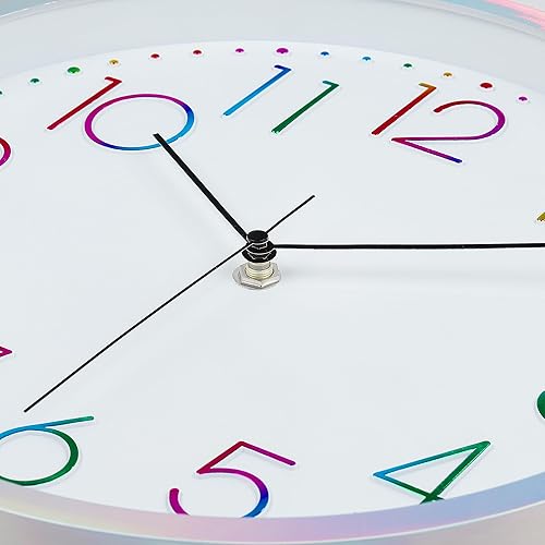 Miniatura 8 de Lafocuse Reloj de pared plateado fresco de 12 pulgadas para decoración de sala de estar, reloj de pared analógico silencioso funciona con pilas para