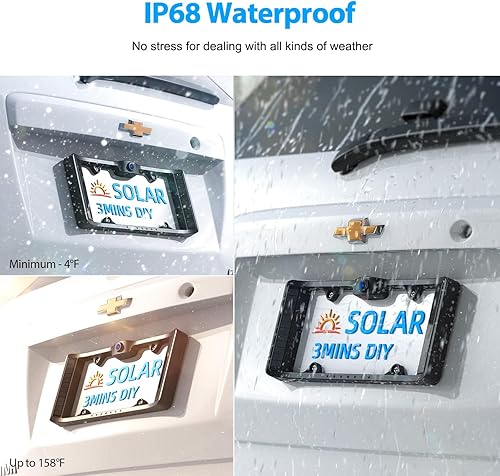 Miniatura 4 de ZEROXCLUB Cámara de respaldo inalámbrica solar, batería recargable de 6400 mAh, monitor LCD HD 1080P de 7 pulgadas y sistema de cámara de matrícula