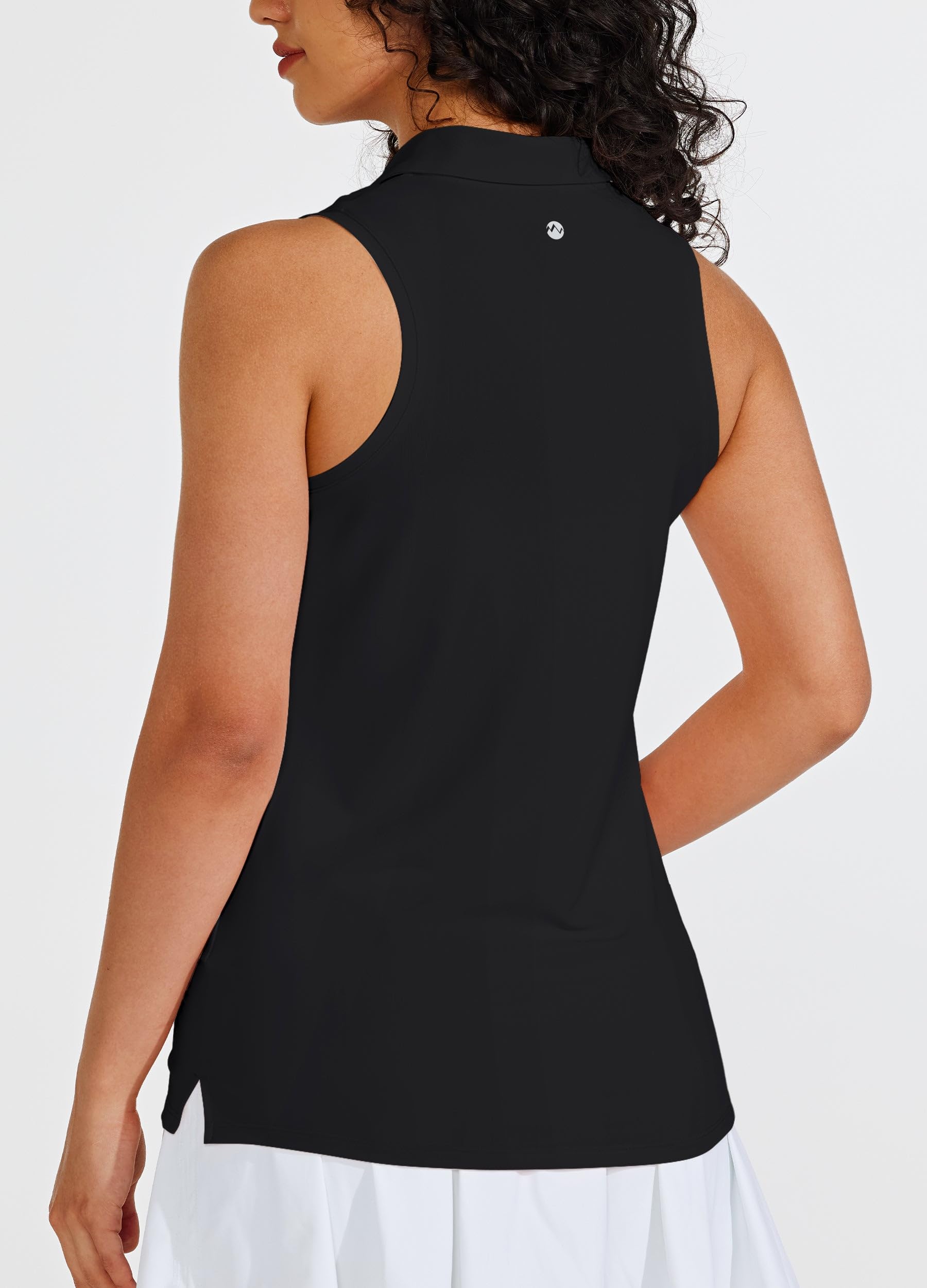 Willit Women's Sleeveless Golf Shirts Tennis Tank Tops Athletic Collar Polo UPF 50+ Quick Dry Black M