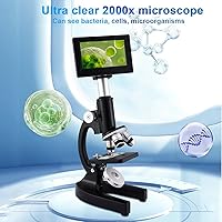 Vista 2 de Herwicm Microscopio 40X-2500X Ampliación, Oculares HD de Ángulo Amplio, Pantalla de 4 Pulgadas de Alto Pixel con Luz de Relleno LED 3, Observable