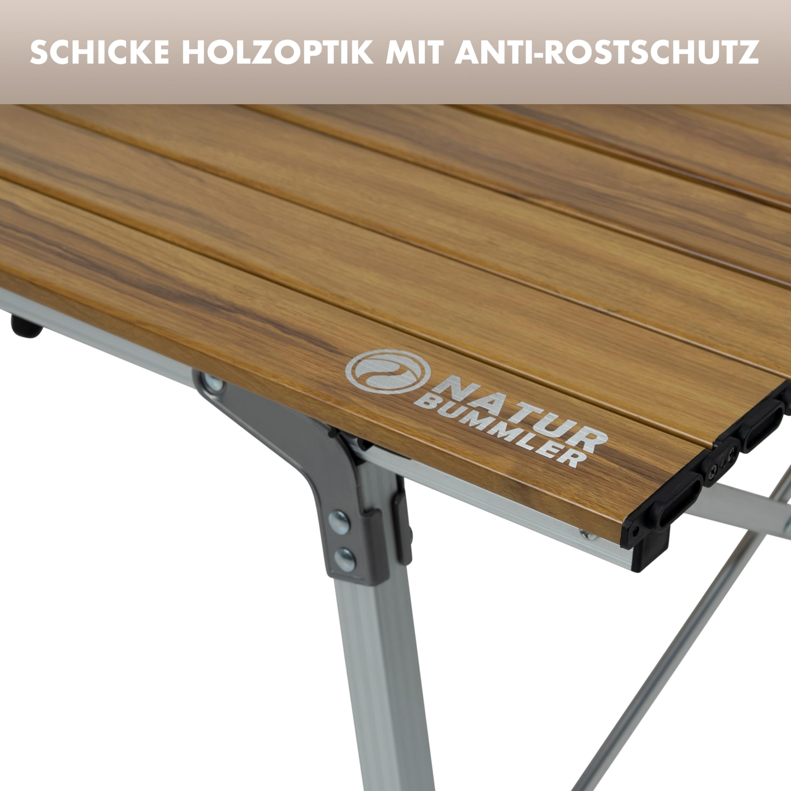 NATURBUMMLER Campingtisch klappbar höhenverstellbar [SOLID-LITEC+] federleichter Aluminium Klapptisch mit Anti Rostschutz - Faltbarer Outdoor Tisch Angeltisch Picknick Beistelltisch klein (XL 2.0)