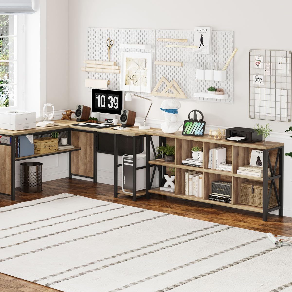 Amazon.com: FATORRI L Shaped Computer Desk and 8 Cube Storage