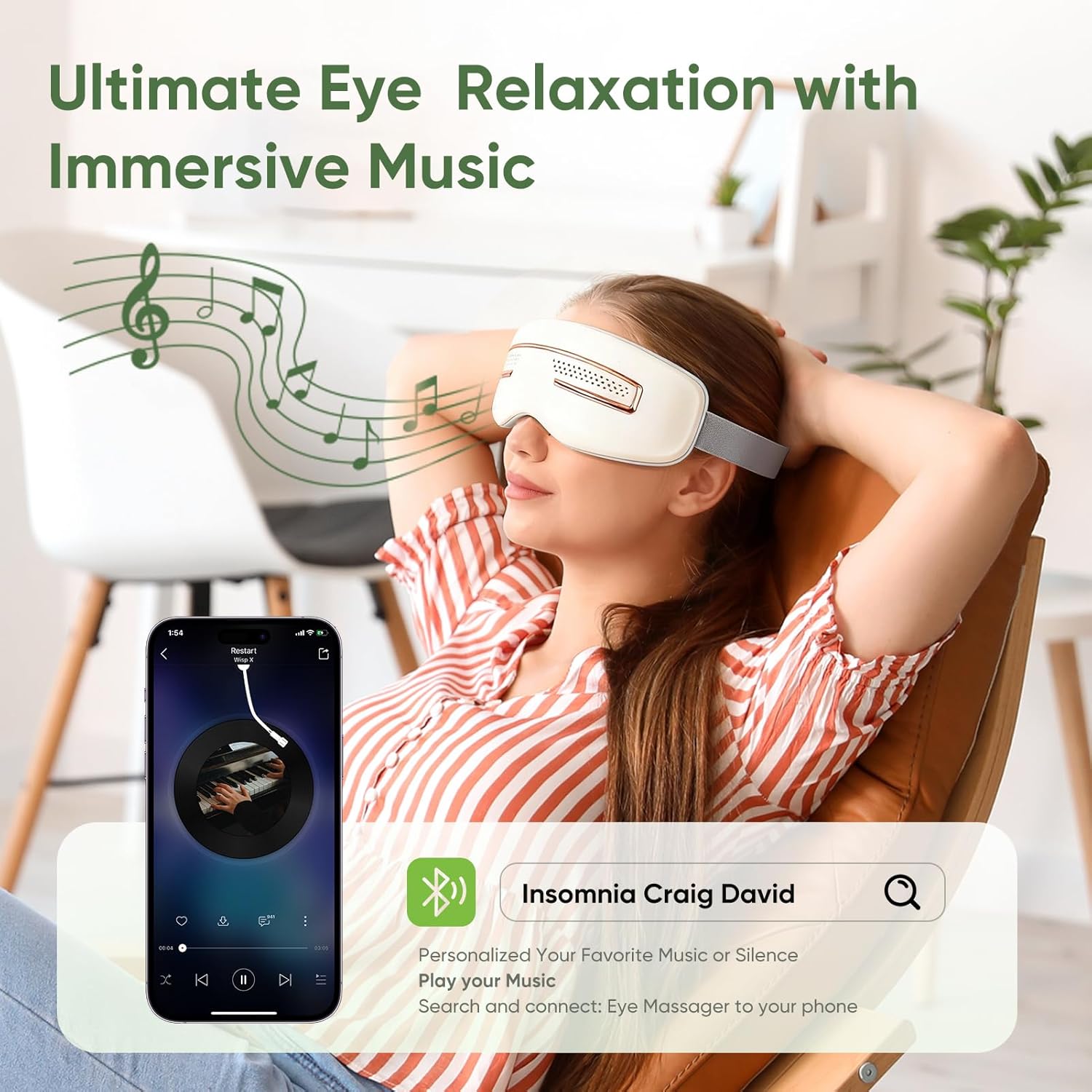 Eye Massager with Heat and Cooling, Smart Sleep Mask for Migraine & Headache Relief with Bluetooth Music, Face Massager, Mask for Migraine and Dry Eye Relief, Birthday Gifts for Mom Dad Men and Women - Image 5