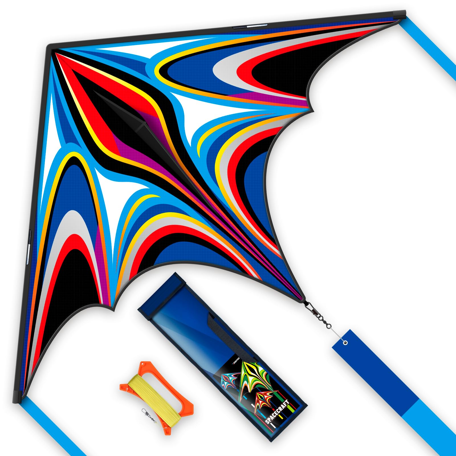 SGftre Großer Delta-Leichter Winddrachen für Kinder & Erwachsene, Einfach Steuern am Strand oder Outdoor – Ideal für Familien-Spaß (Power Triancle-Blue, 1.4M)
