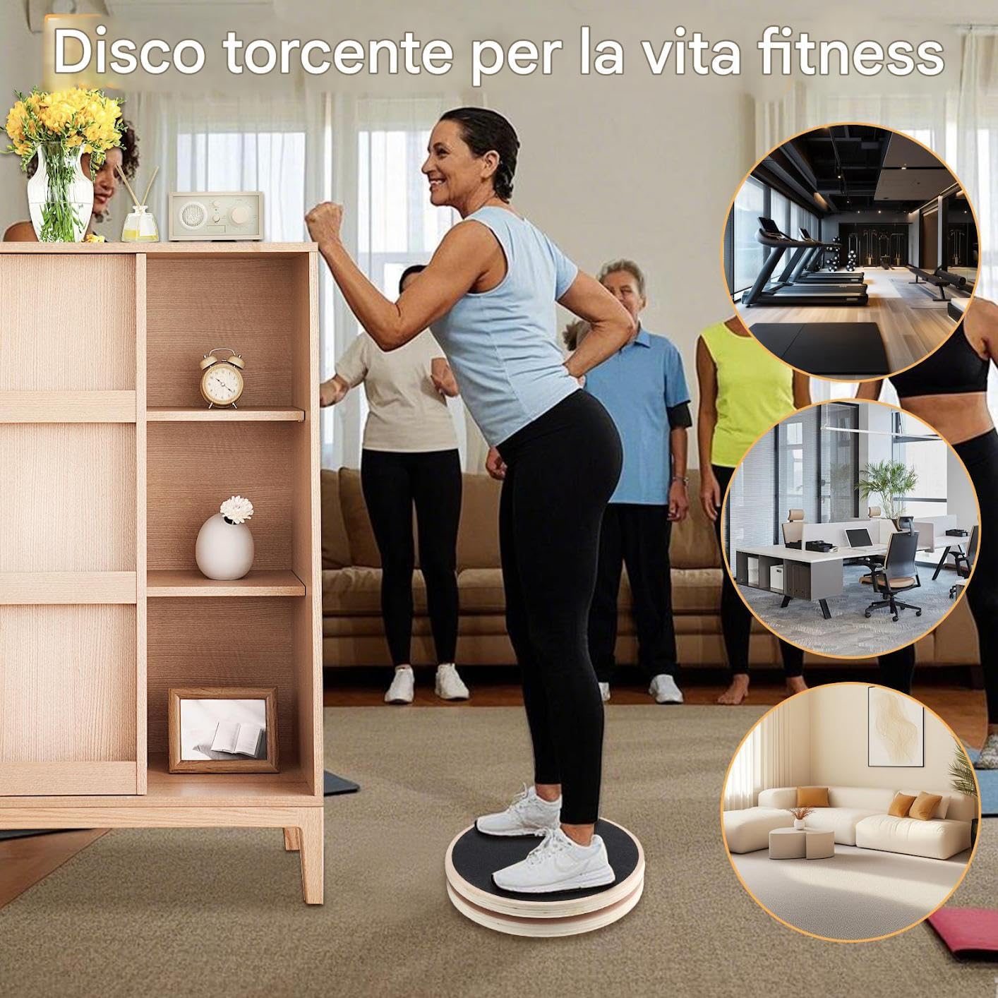 Scheda di addestramento AB Disc - piastra di esercizio rotante in legno, bilanciamento del nucleo, attrezzatura per il fitness per la casa, strumento di modellatura del braccio, disco di allenamento p