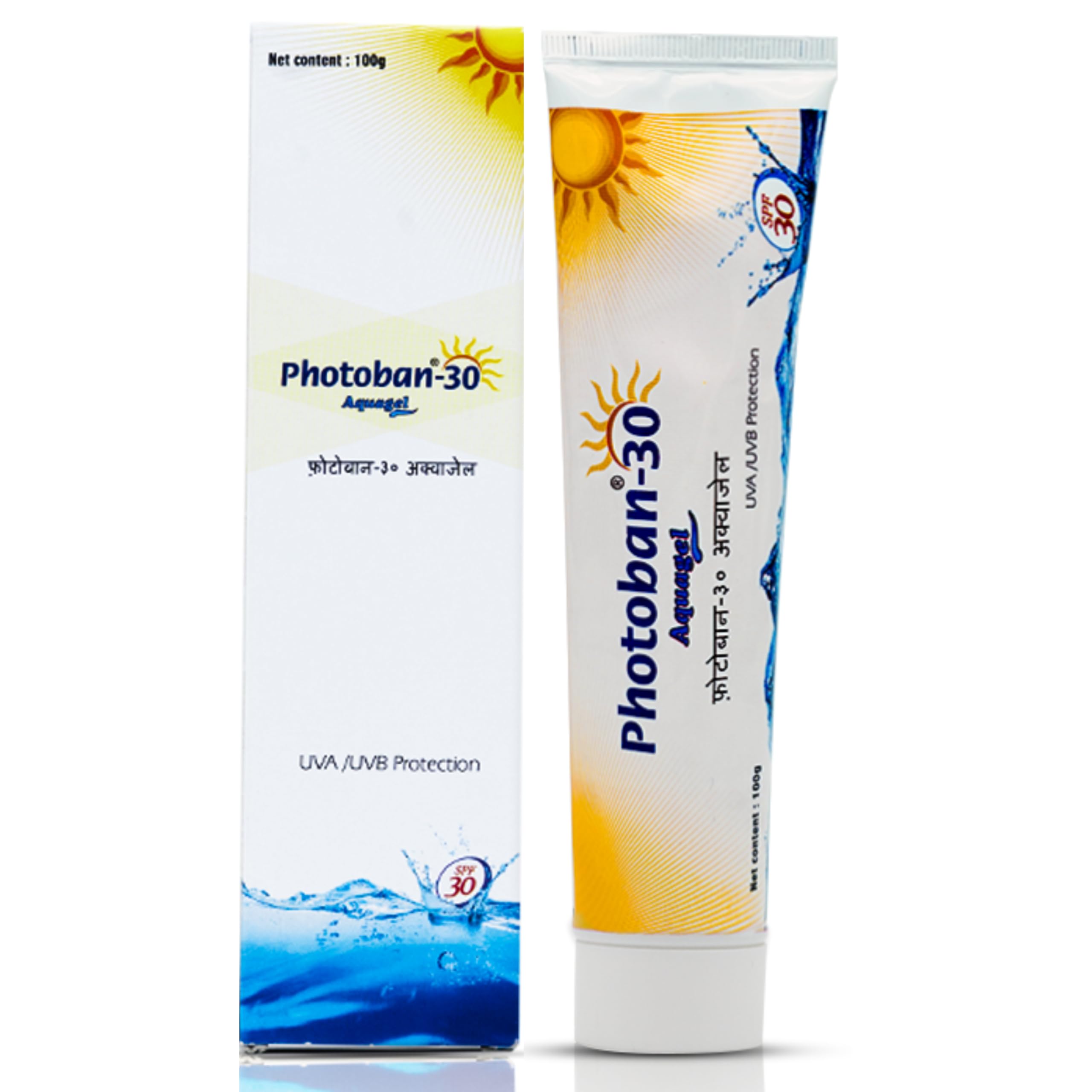 Photoban 30 Aquagel Sunscreen SPF 30 | Broad Spectrum UVA UVB Protection | Water-Resistant, Non-Greasy Gel | Prevents Sunburn & Photodamage | Daily Use for All Skin Types | 100g